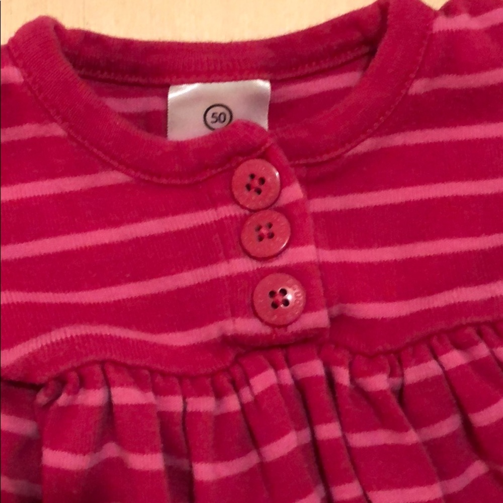 Pink and magenta button stripe baby dress - Picture 2 of 6